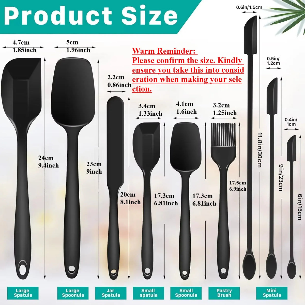Set Ustensiles Silicone 6/9 Pieces Résistants Chaleur pour Pâtisserie spatule en silicone
