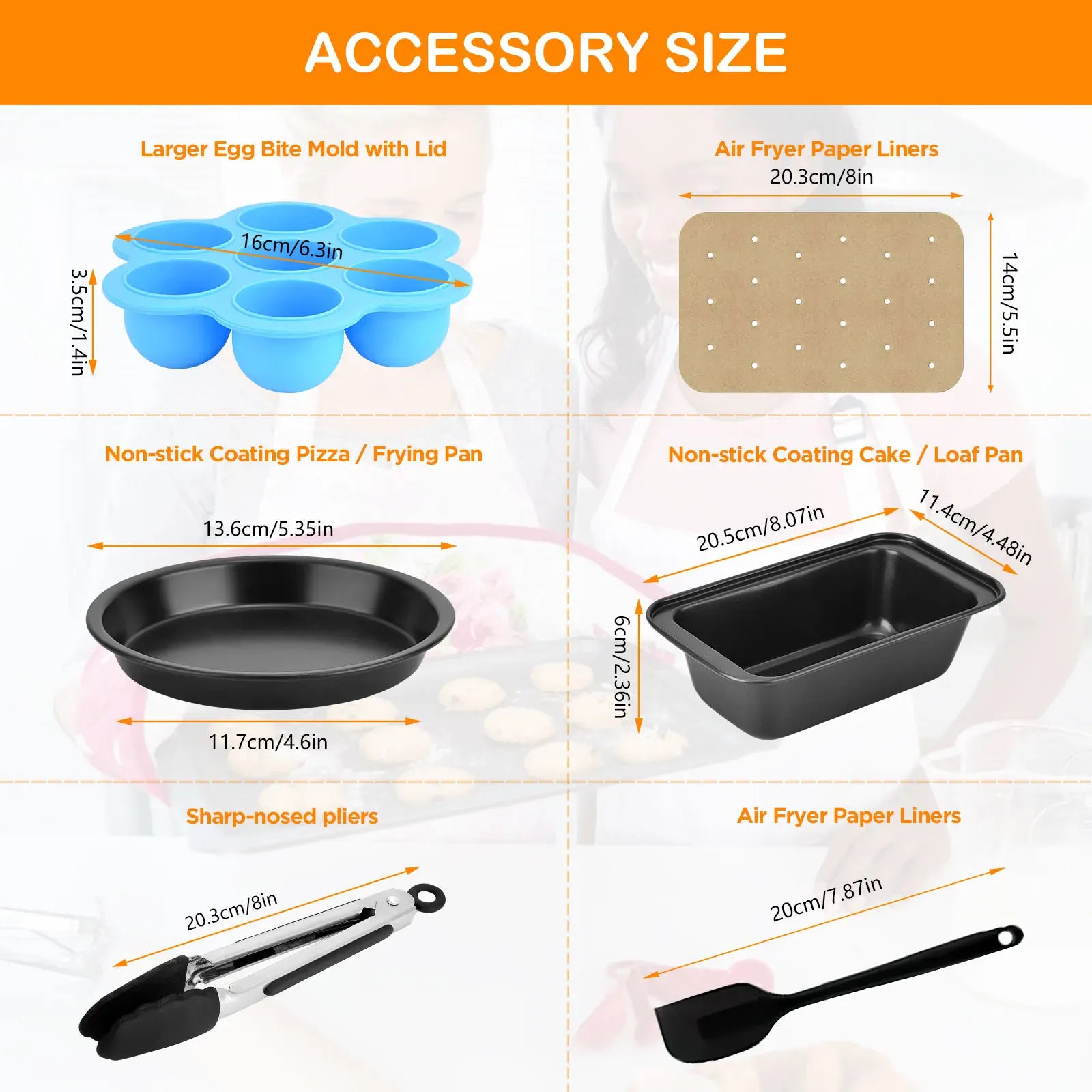 Kit Accessoires Air Fryer - 6 pièces Grille Moules Papiers Jetables Air Fryer