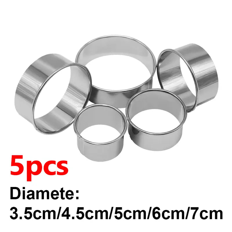 Ronds à Pâtisserie en Acier Inoxydable - Set de 5 Pièces pour Biscuits emportepieces