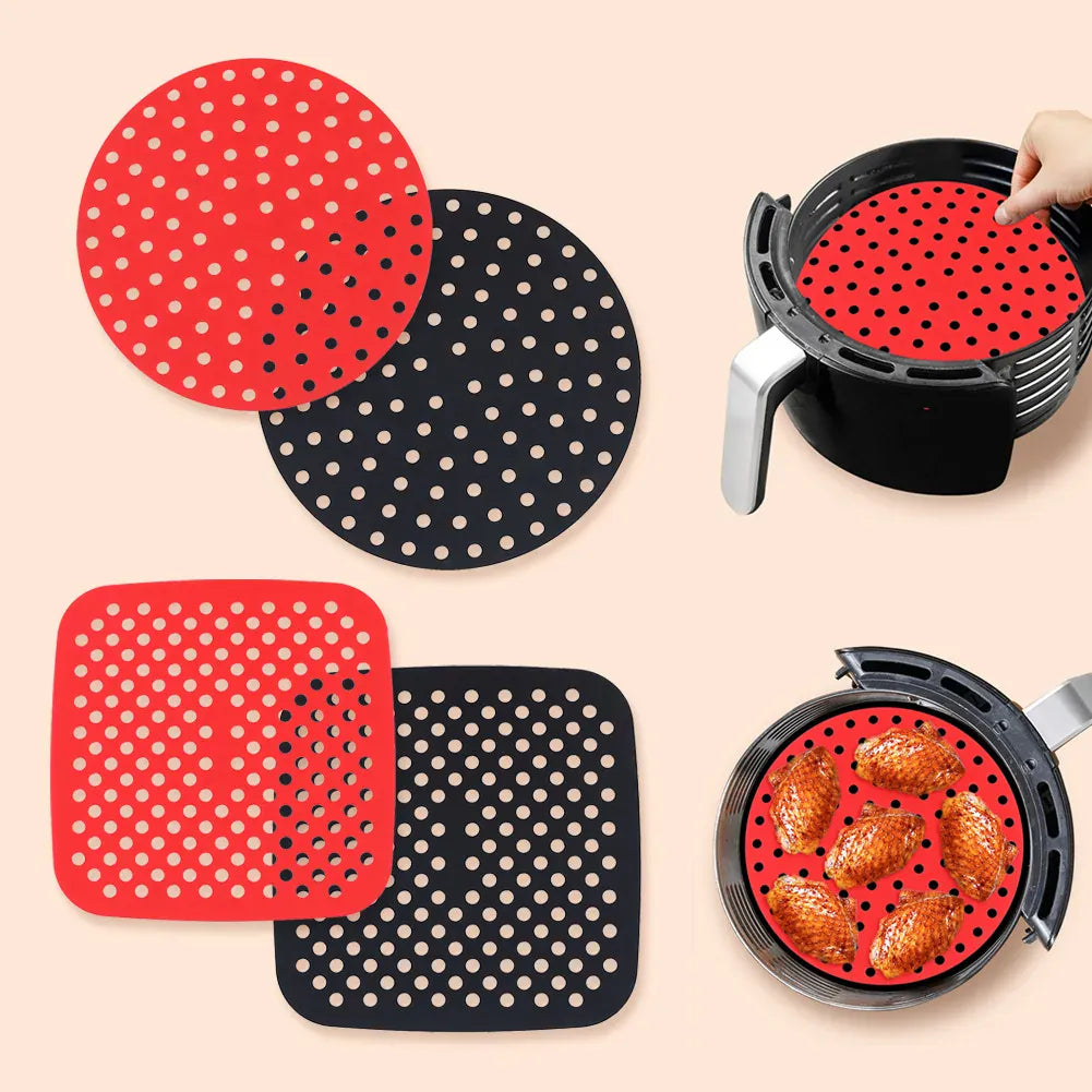 Moule Silicone Air Fryer Réutilisable - Lot de 2 Pièces Rondes Air Fryer