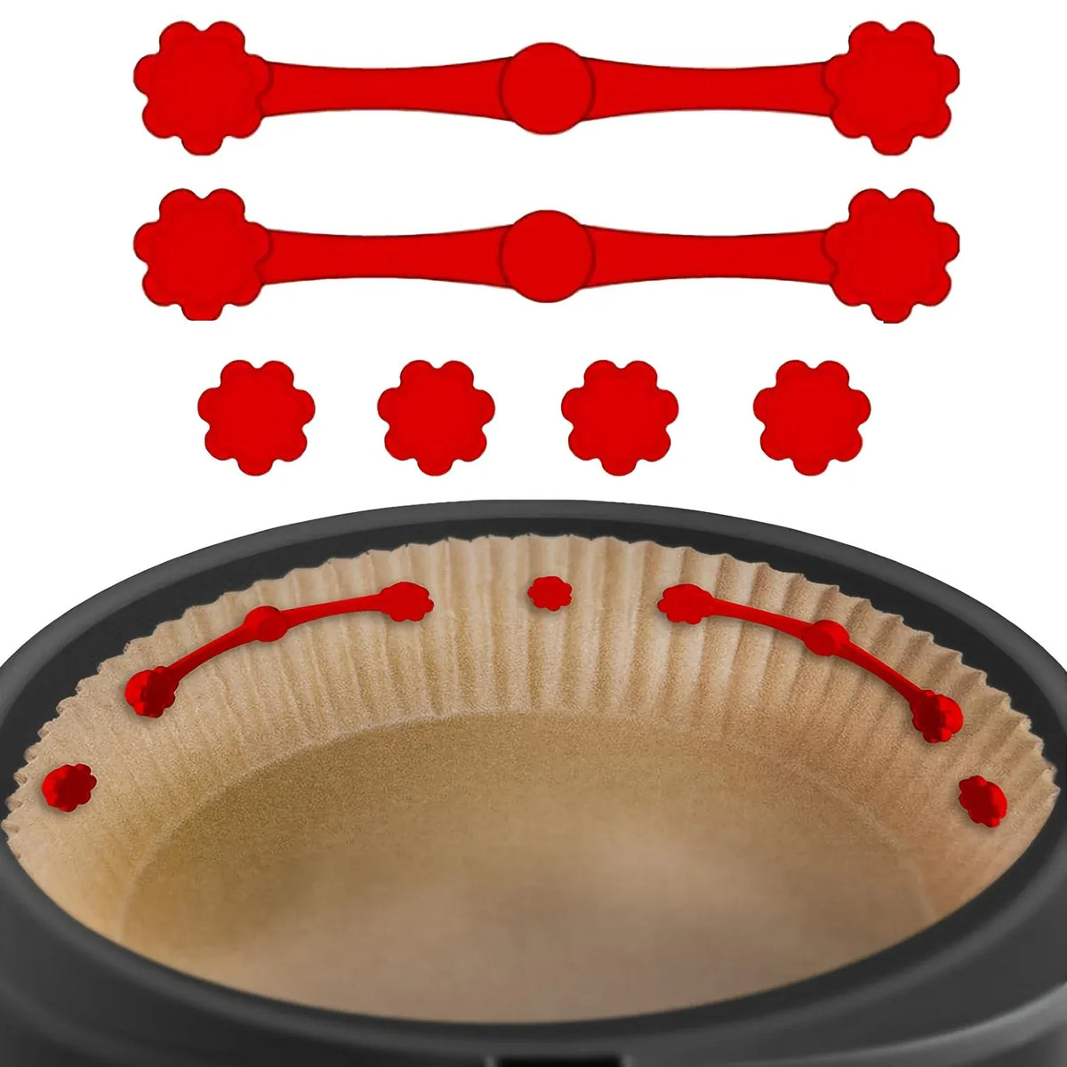 Kit Accessoires Air Fryer - 12 Pièces de Crochets Silicone Antiadhésifs Air Fryer