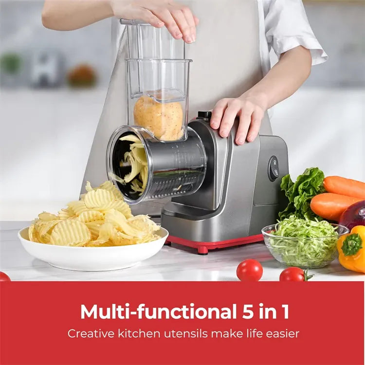 Râpeur électrique 5 en 1 avec fonction automatique pour légumes et fromage Coupe Légumes