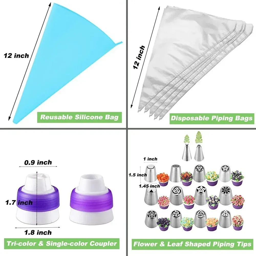 Set de 27 Douilles à Pâtisserie en Acier Inoxydable pour Décoration de Gâteaux douillepoche