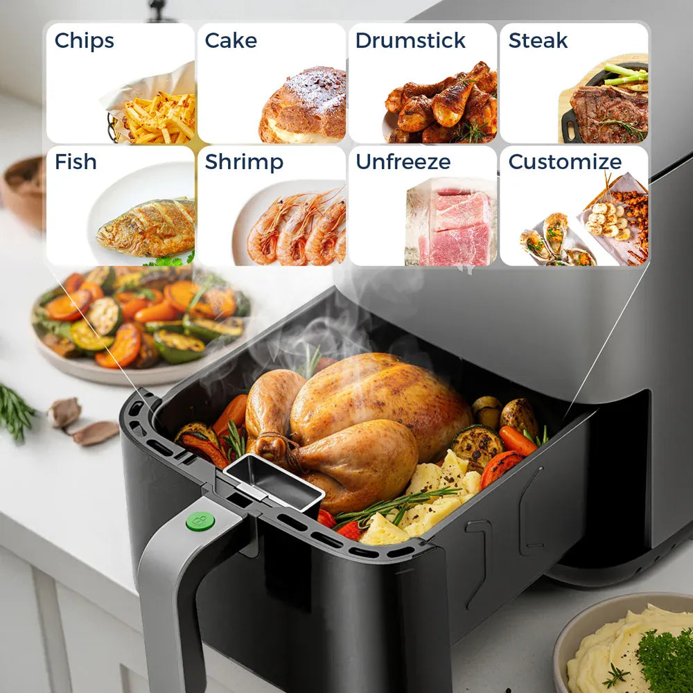 Friteuse Sans Huile 5L Écran Tactile Hublot Visible 1700W airfryers
