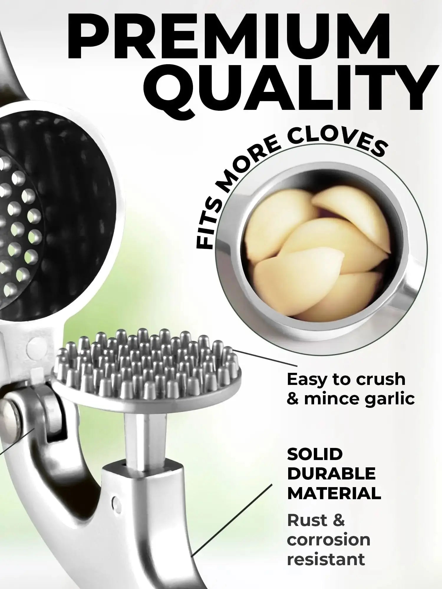 Presse-Ail Inox Manuel avec Bol Grand Volume et Accessoires presseail