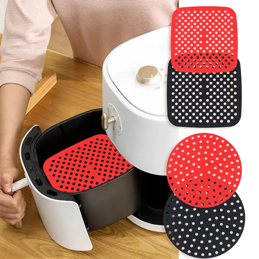 Moule Silicone Air Fryer Réutilisable - Lot de 2 Pièces Rondes Air Fryer