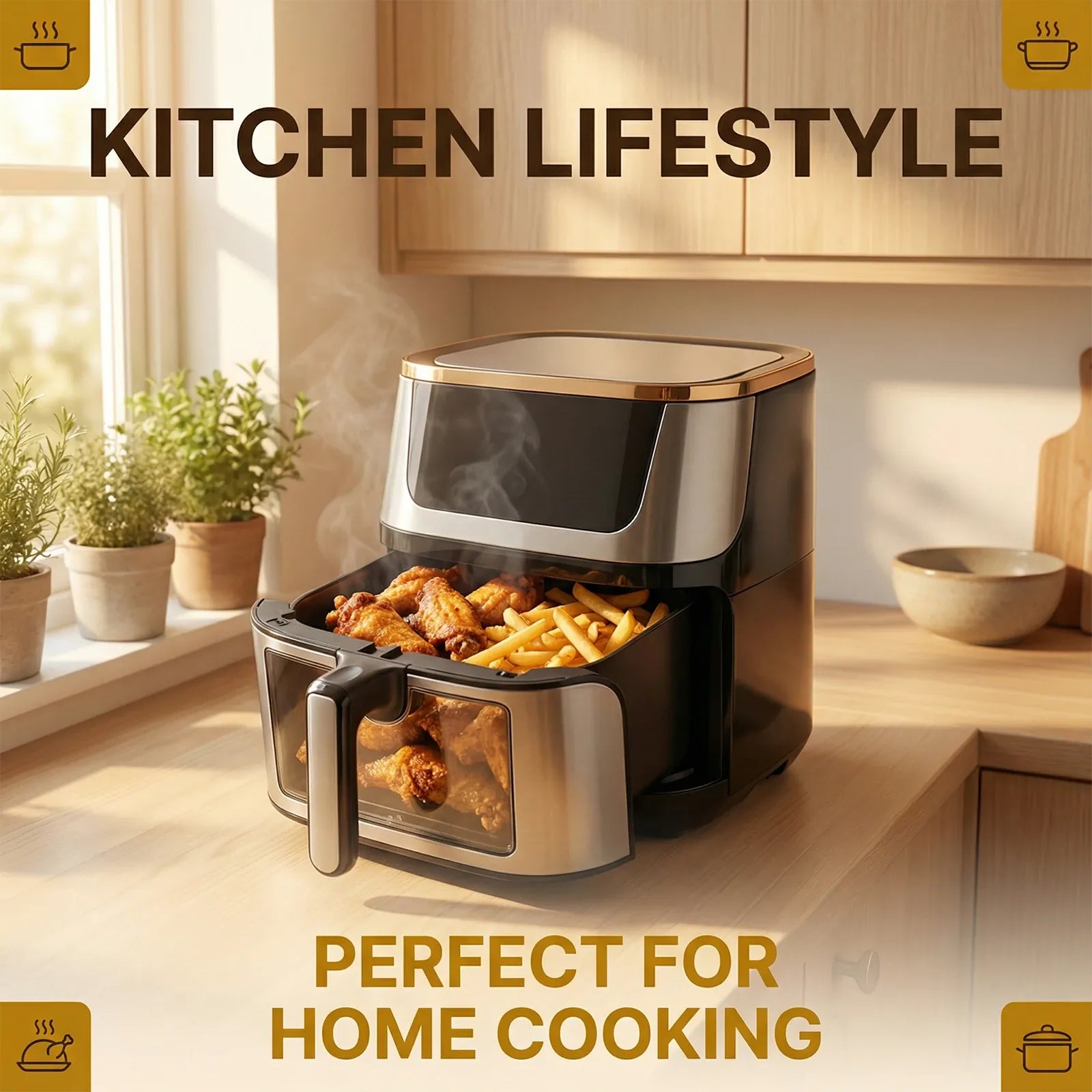 Friteuse Sans Huile 10L 1350W Écran Tactile 7 Programmes airfryers