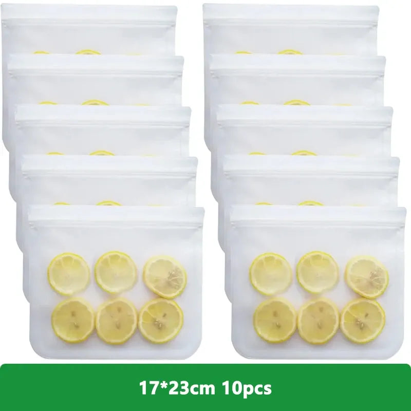 1/5/10 Pcs Reusable Ziplock Silicone Bags Dishwasher Safe Freezer Bag Lunch Bag Sandwich Bags BPA Free for Food Storage Home