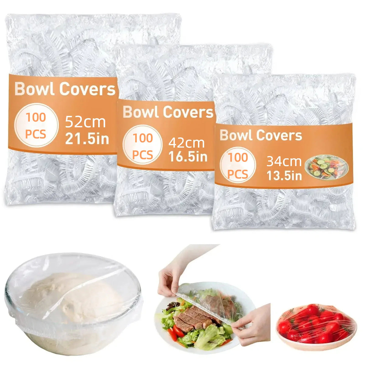 Sachets Couvercles Alimentaires Élastiques - Lot de 100 pièces 34-52 cm