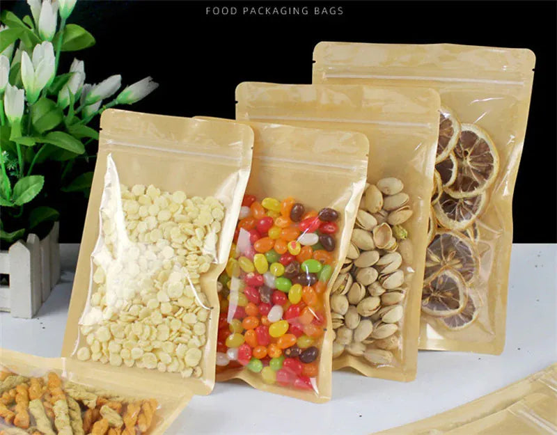 Sachets Kraft avec Fenêtre Transparente - 10 Pièces 12x18 cm