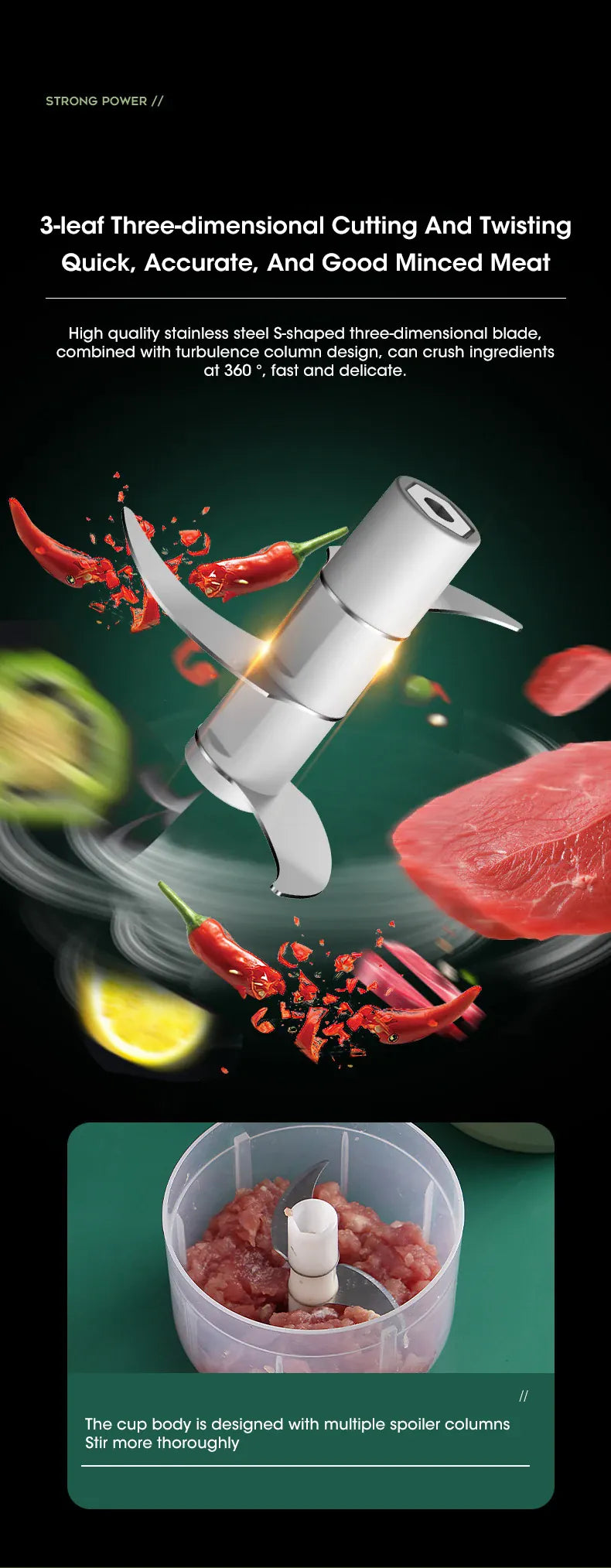 Mini Hachoir Électrique Sans Fil 250 ml — Rechargeable USB, Lame Inox 3 Feuilles mini hachoir