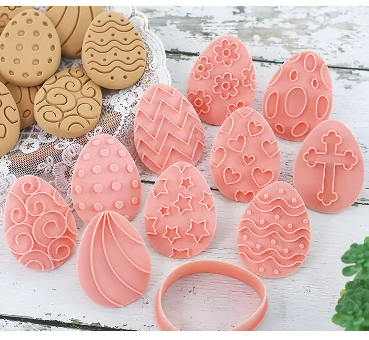 Emporte-pièces à Gâteaux Pâques - 10 Pièces Formes Lapin et Oeuf emportepieces