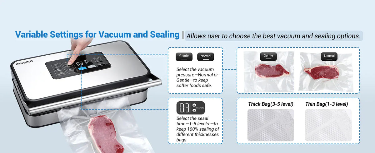 Machine Sous Vide Alimentaire INKBIRD 150W – Double Pompe 80 kPa – Cutter Intégré et Sacs Inclus sv