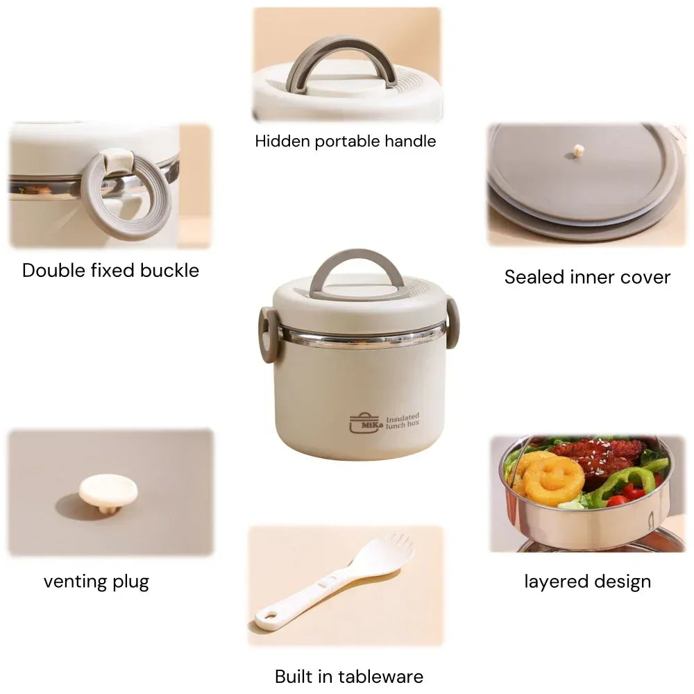 LunchBox Isotherme Inox 304 — 2 Niveaux 1100 ml, Chaud 6 h / Froid 8 h, Sans BPA lunchbox
