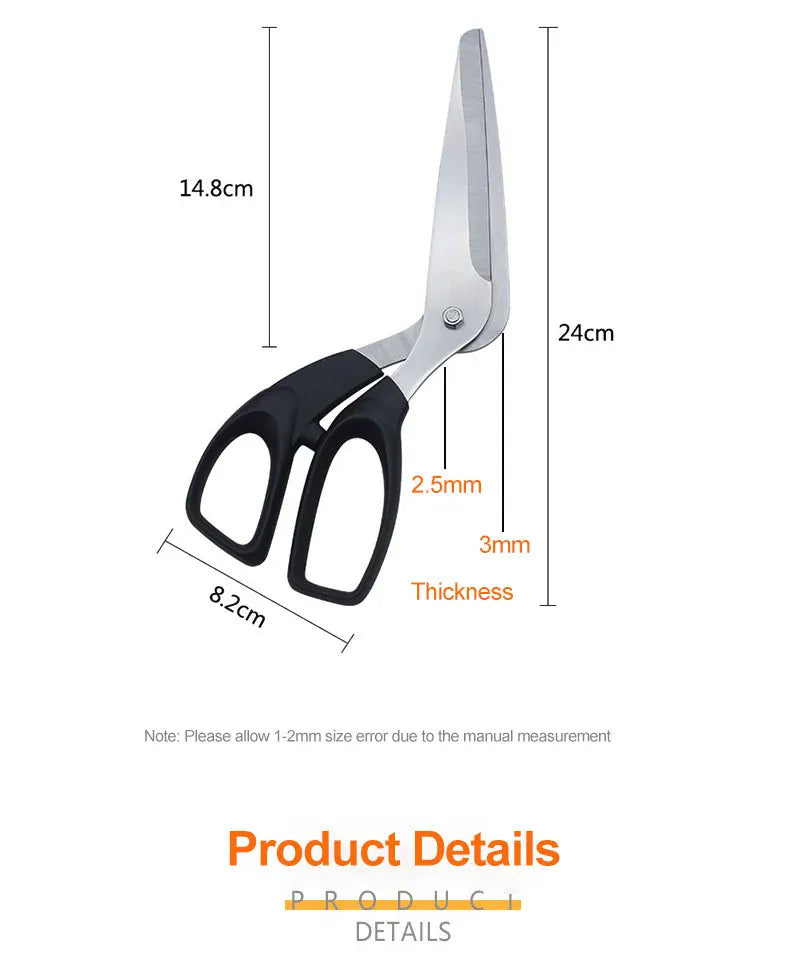 Ciseaux à pizza en inox avec spatule et coupe-pizza 2 pièces ciseaux
