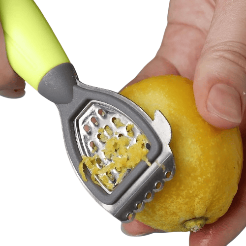 Zesteur Multifonction Inox avec Poignée Verte pour Agrumes zesteur