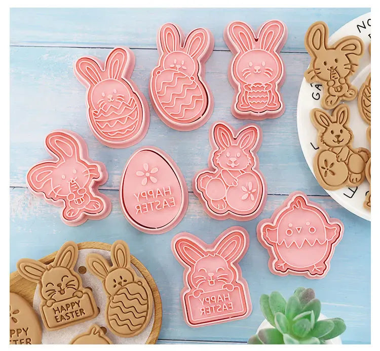 Emporte-pièces à Gâteaux Pâques - 10 Pièces Formes Lapin et Oeuf emportepieces