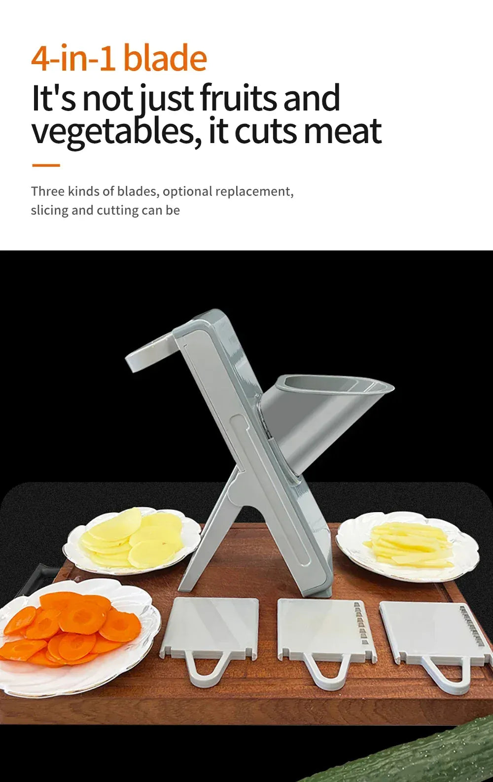 Mandoline Coupe-Légumes Multifonction 4-en-1 — Julienne 3/7 mm Mandoline