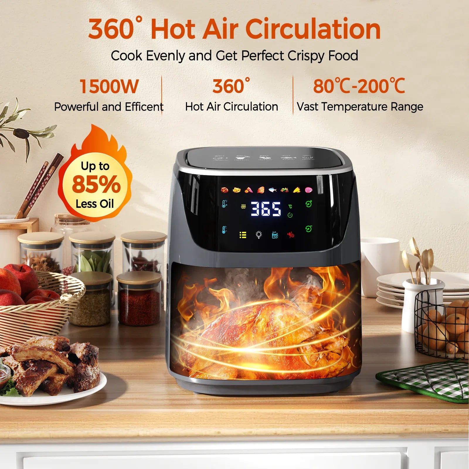 Friteuse Sans Huile 7L 200°C Écran Tactile 8 Programmes airfryers