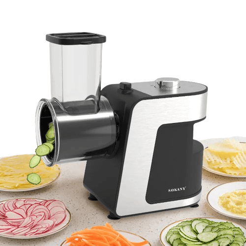 Coupe-légumes Électrique 5 en 1 — 500 W avec 5 Lames Interchangeables Coupe Légumes