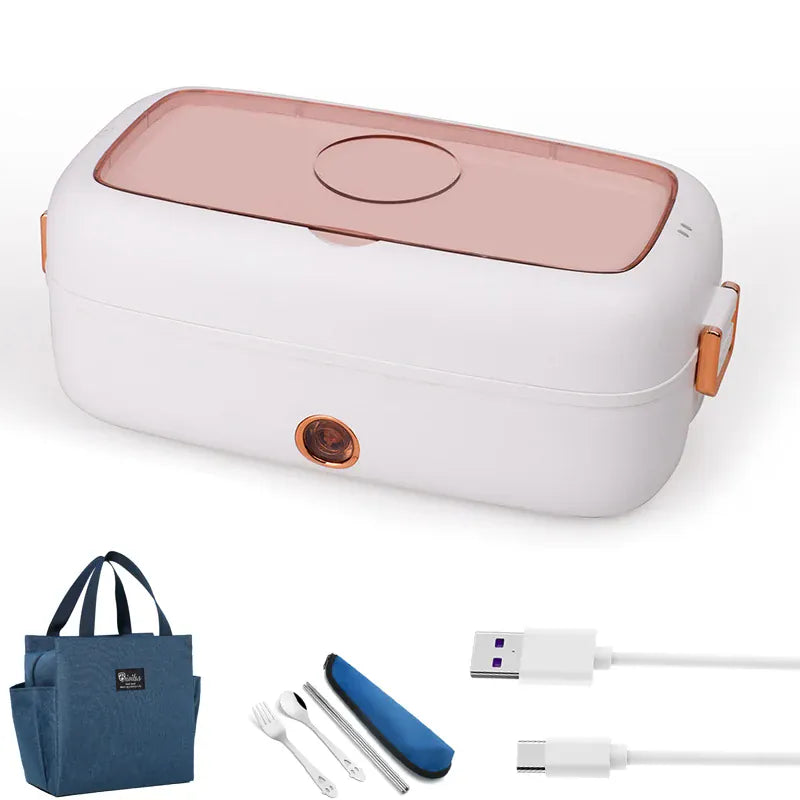Lunch Box Chauffante Électrique 800 ml — Cuve Inox, 70 °C, USB et Secteur 220 V lunchboxchauf