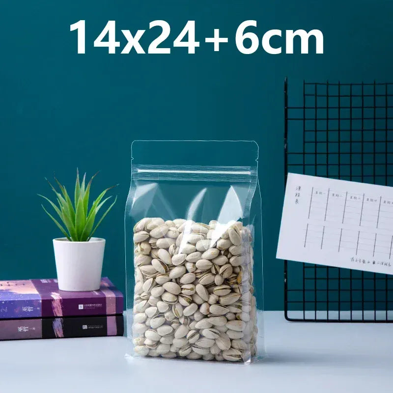 Sachets Zip Alimentaires Transparent Lot de 50 Pièces avec Poignée