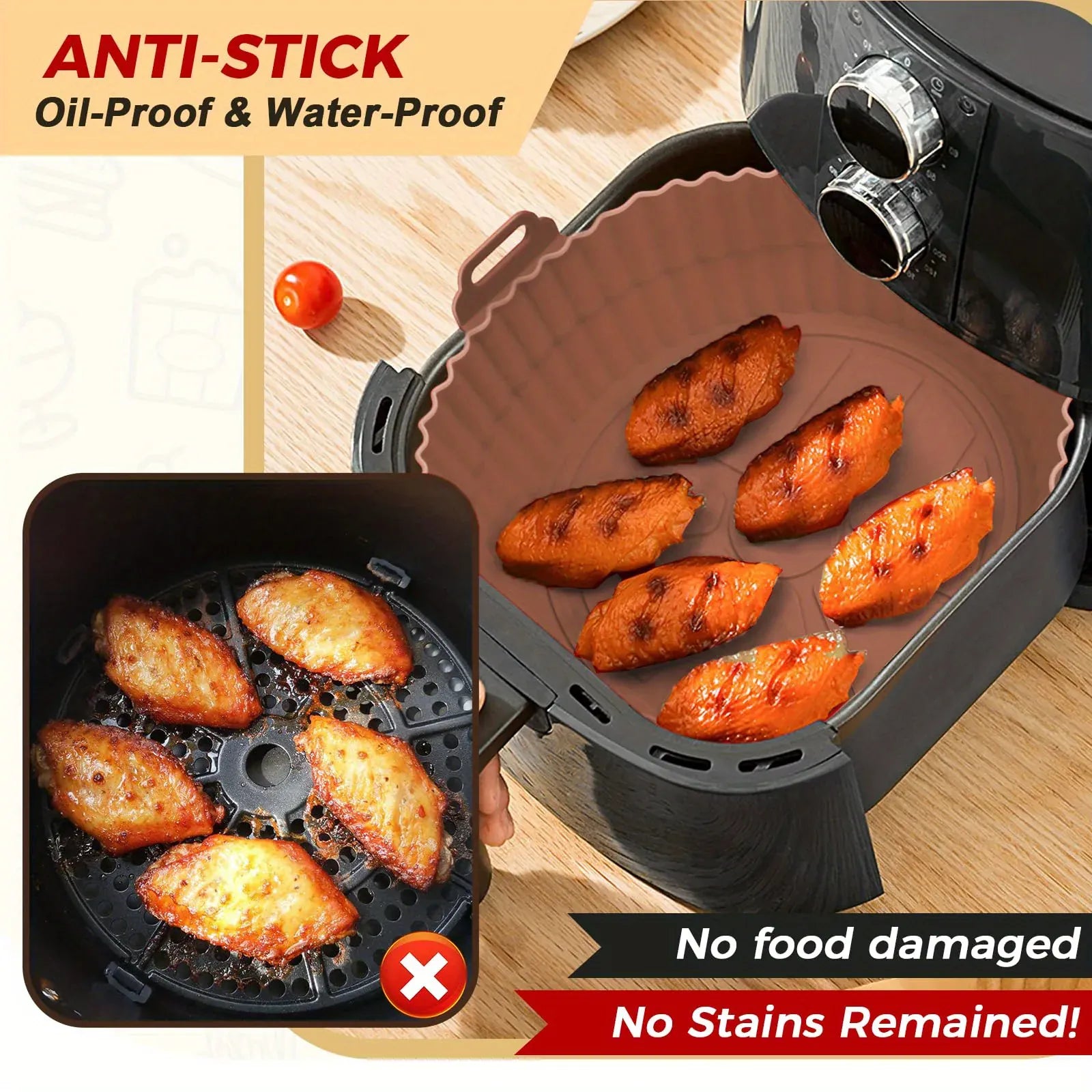 Kit Accessoires Silicones Air Fryer - Lot de 6 Pièces Réutilisables Air Fryer