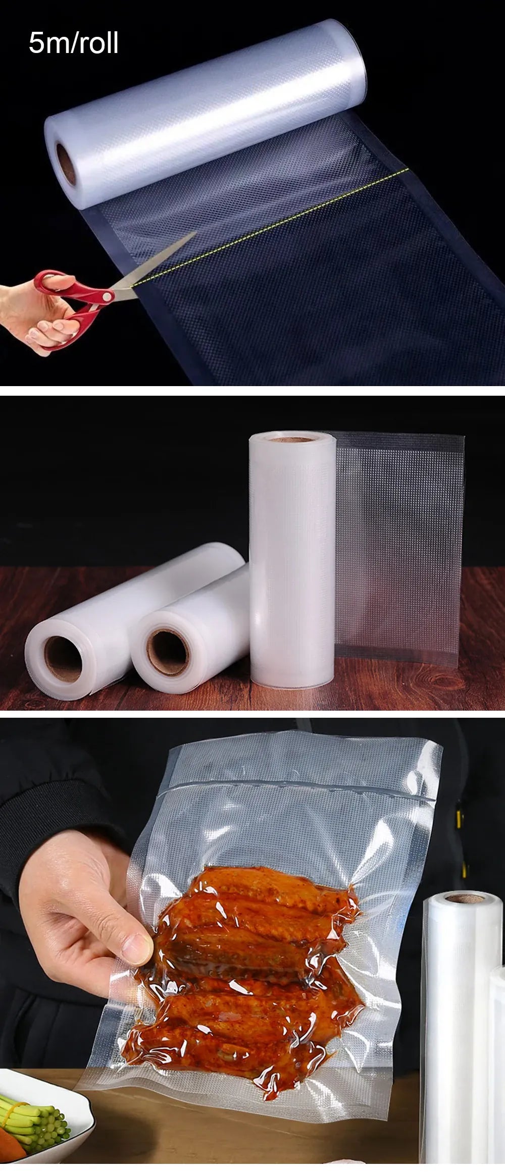 Sacs Sous Vide Rouleaux 500cm | Lot de 5 | Hermétiques et Pratiques