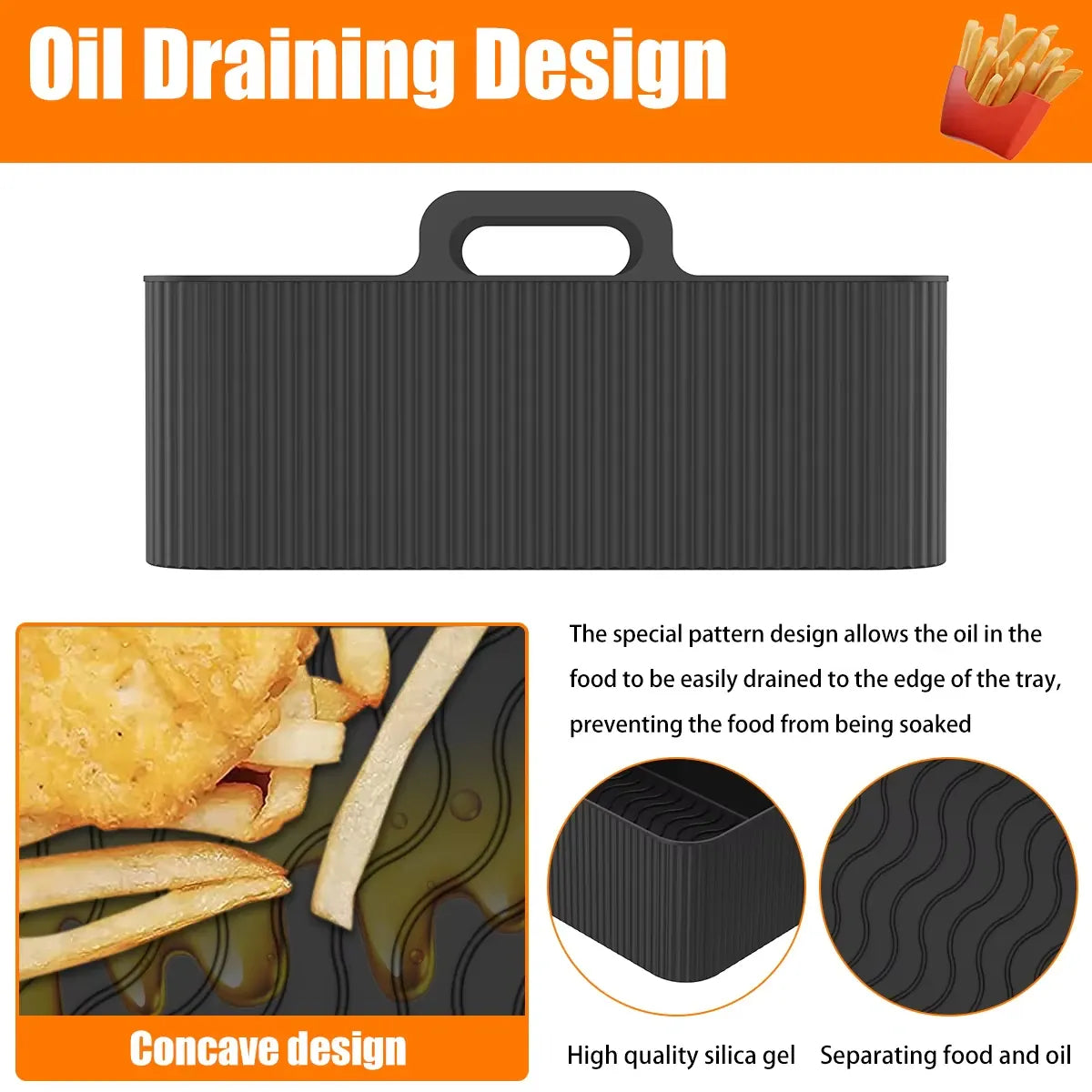 Moule Silicone Air Fryer Rectangulaire Réutilisable - Lot de 2 Pièces Air Fryer