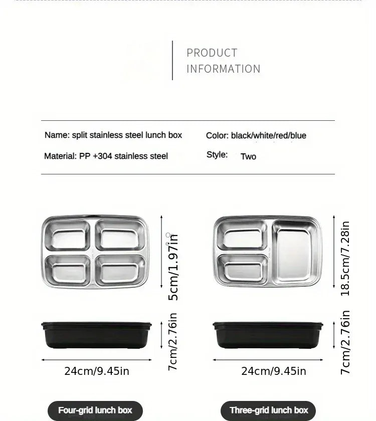 Bento Inox 3 Compartiments | Boîte Durable et Étanche 1,2L Bento
