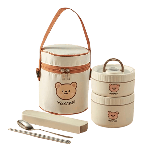 Ensemble de 2 Lunchbox cylindriques isothermes pour enfants (1 litre) Lunchbox