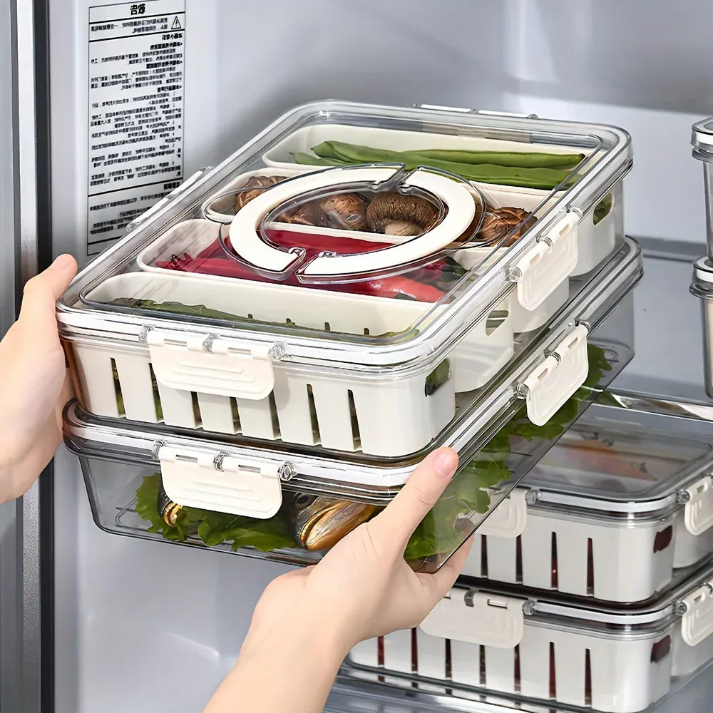 Boîte Snack Organiseur 4 Compartiments Empilable avec Couvercle