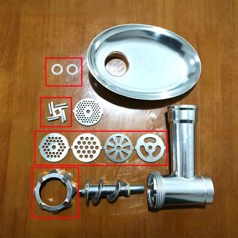 Pièces de Rechange et Accessoires pour Hachoir à Viande — Couteau, Grilles, Entonnoirs Inox