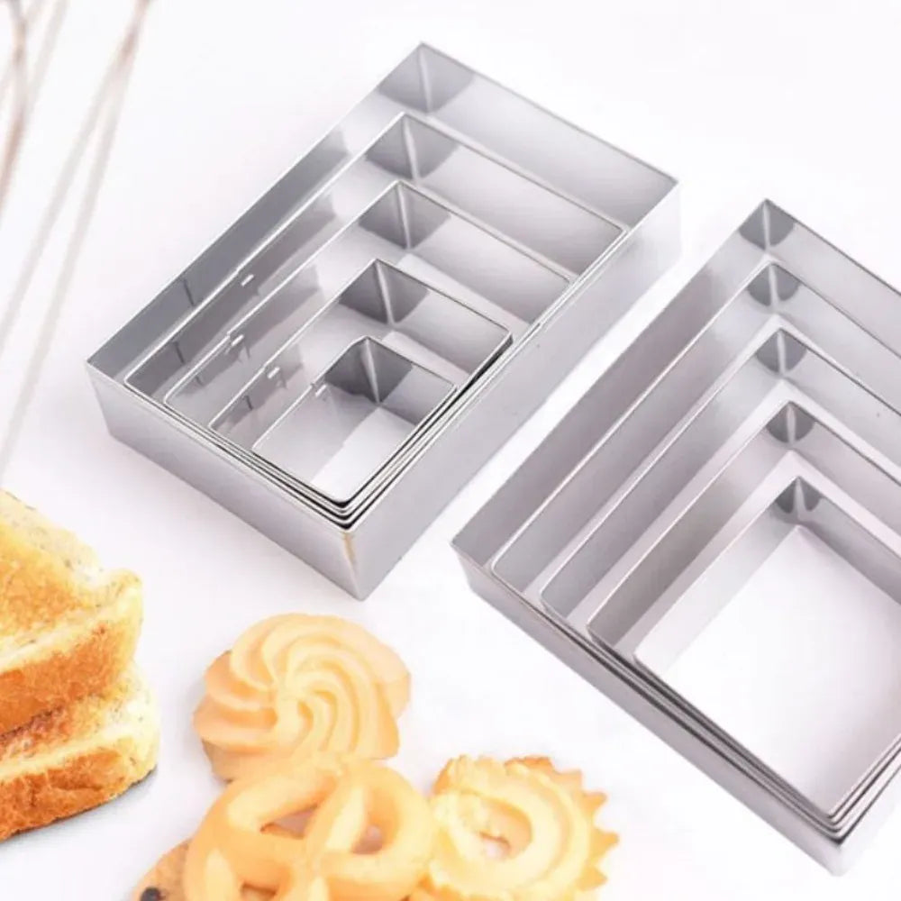 Emporte-pièces à biscuits en acier inoxydable - Set de 5 formes rectangulaires emportepieces