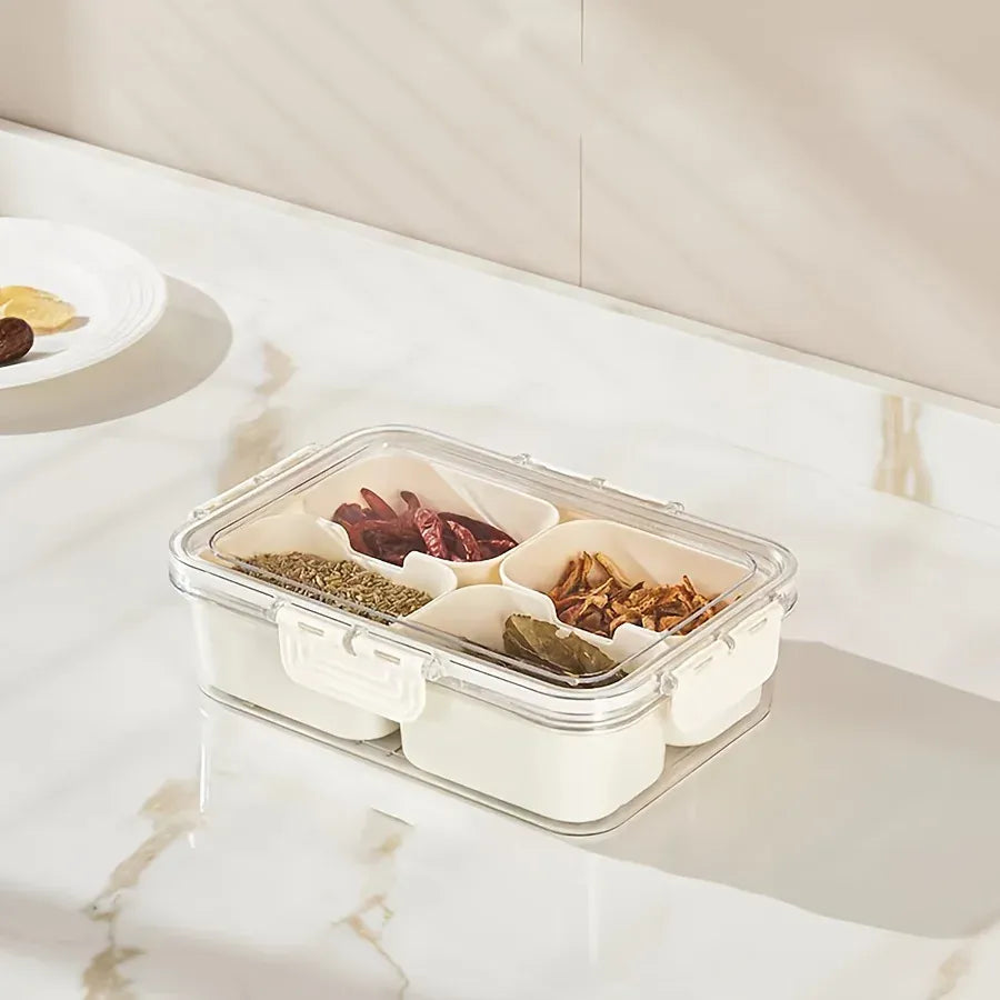 Boîte Snack Organiseur 4 Compartiments Empilable avec Couvercle
