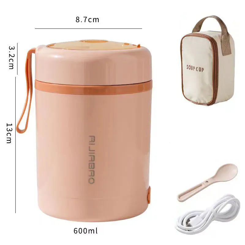 Lunchbox Chauffante USB 600 ml — Acier Inoxydable 304, 60 °C, Étanche lunchboxchauf
