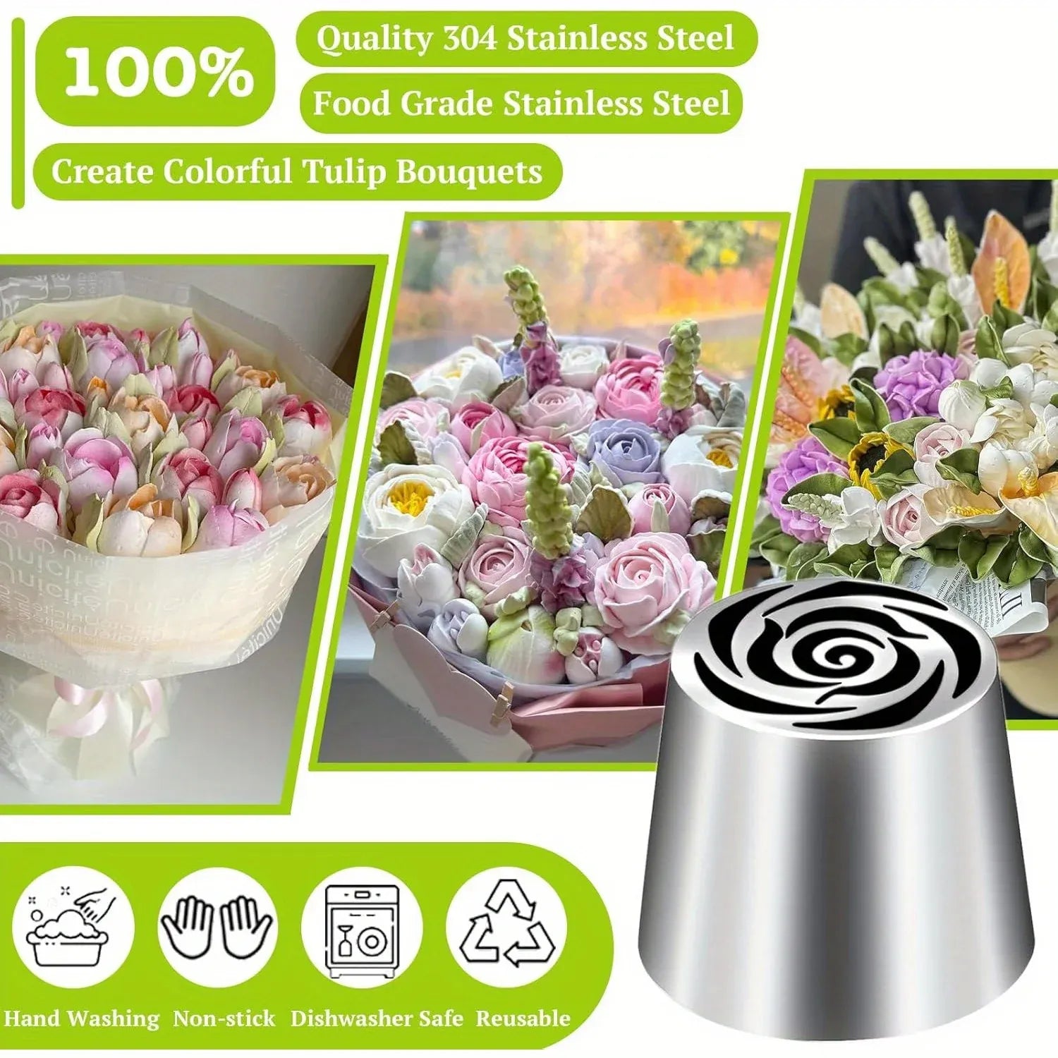 Douille à Pâtisserie en Acier Inoxydable - 3 Pièces Fleur Rose douillepoche