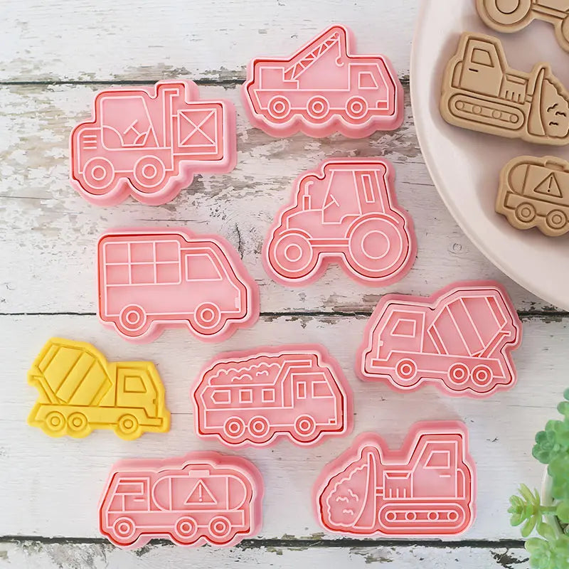 Emporte-pièces de pâtisserie - Set de 8 camions en plastique 3D emportepieces