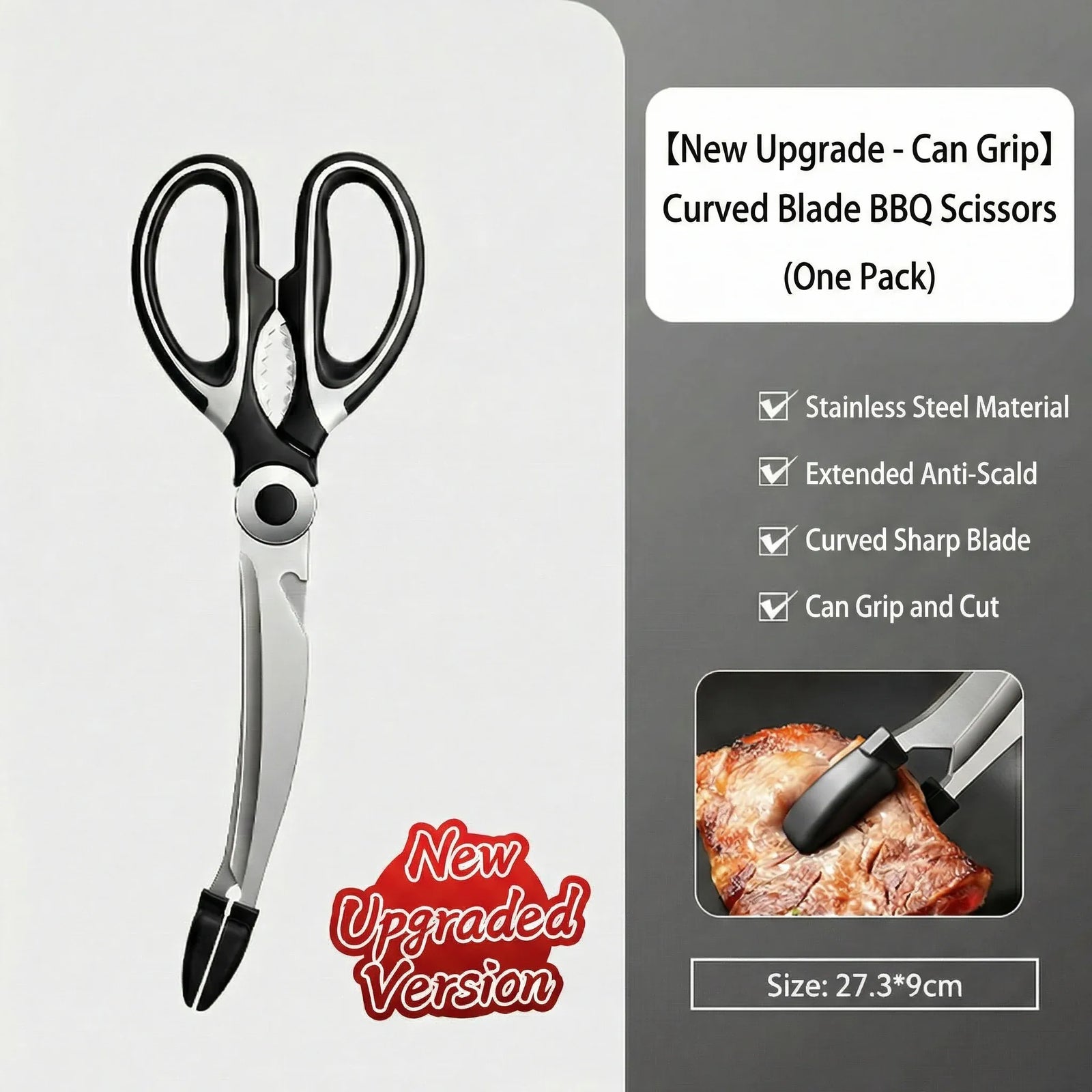 Ciseaux BBQ Multi-Fonctions Inox 304 avec Pince et Brosse Accessoire ciseaux