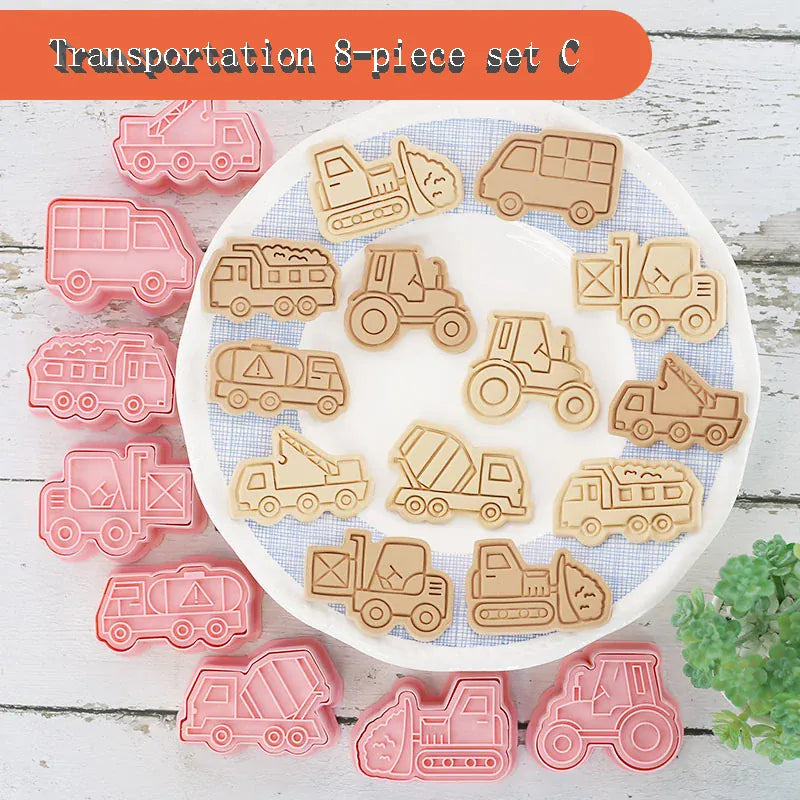 Emporte-pièces de pâtisserie - Set de 8 camions en plastique 3D emportepieces