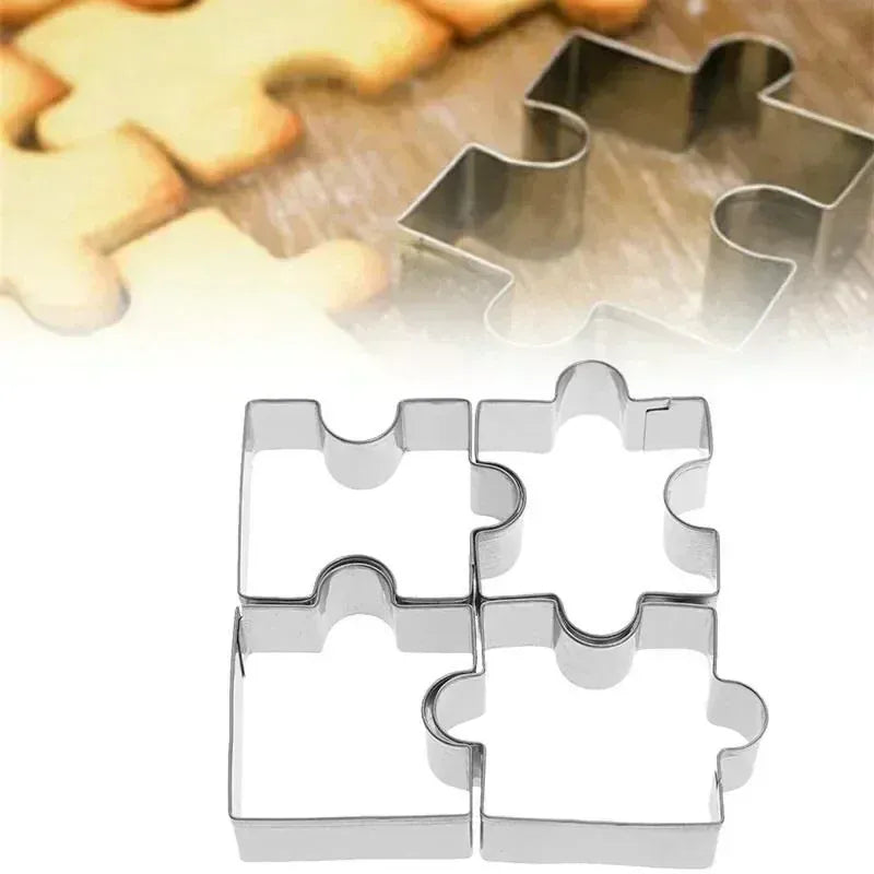 Emporte-pièces Puzzle en Acier Inoxydable - Set de 4 Pièces pour Biscuits emportepieces