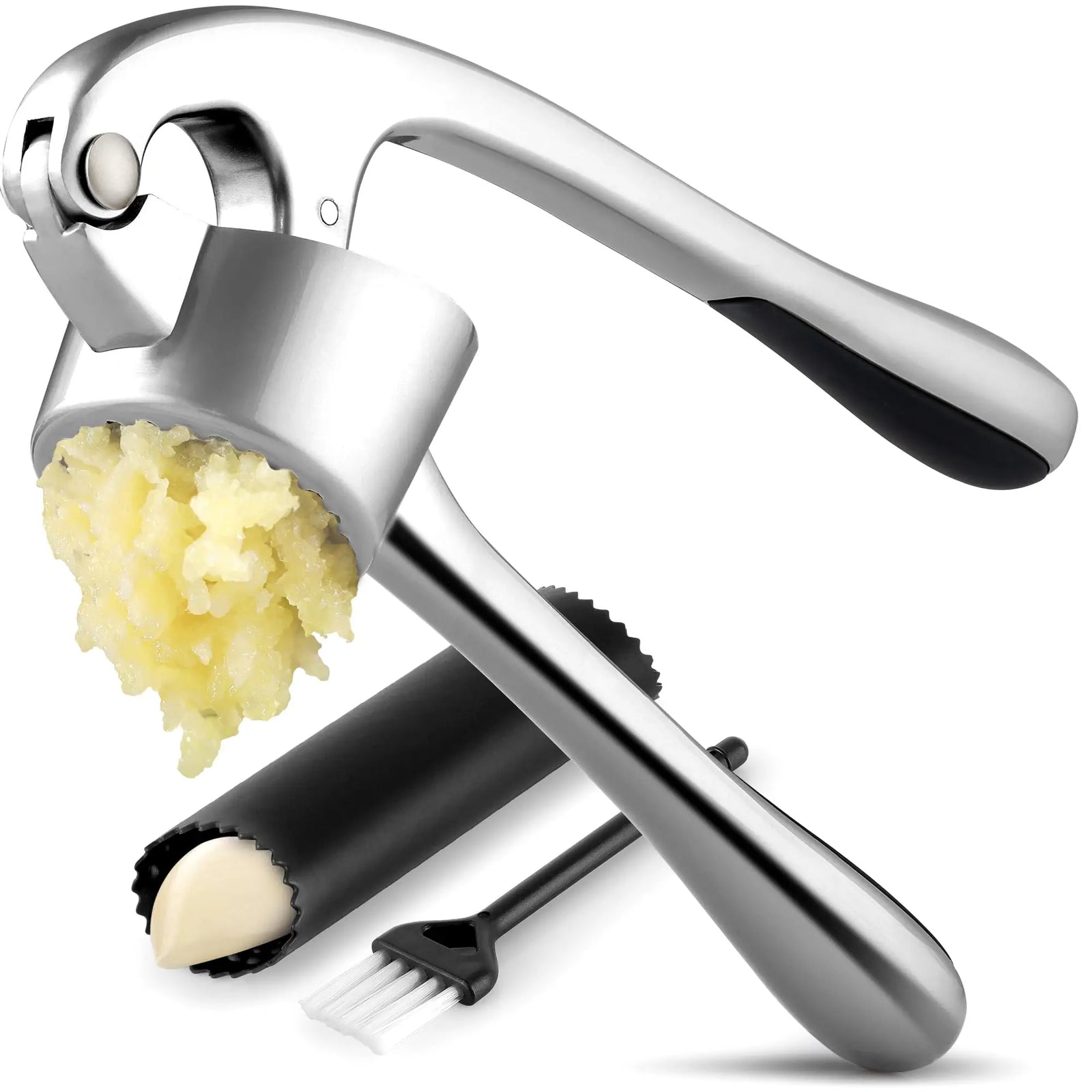Presse-Ail Inox Manuel avec Bol Grand Volume et Accessoires presseail