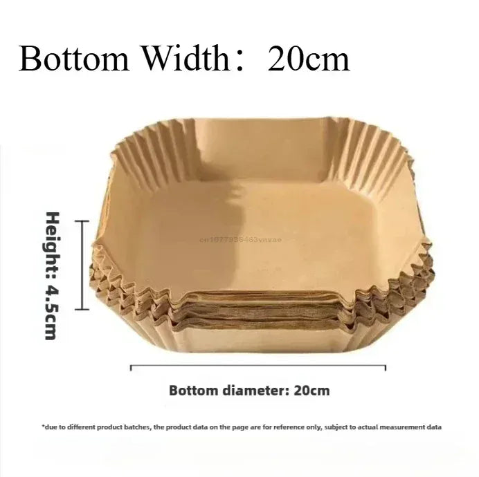Papier Cuisson Air Fryer Jetable Antiadhésif - Lot de 50 Pièces 16-23 cm Air Fryer