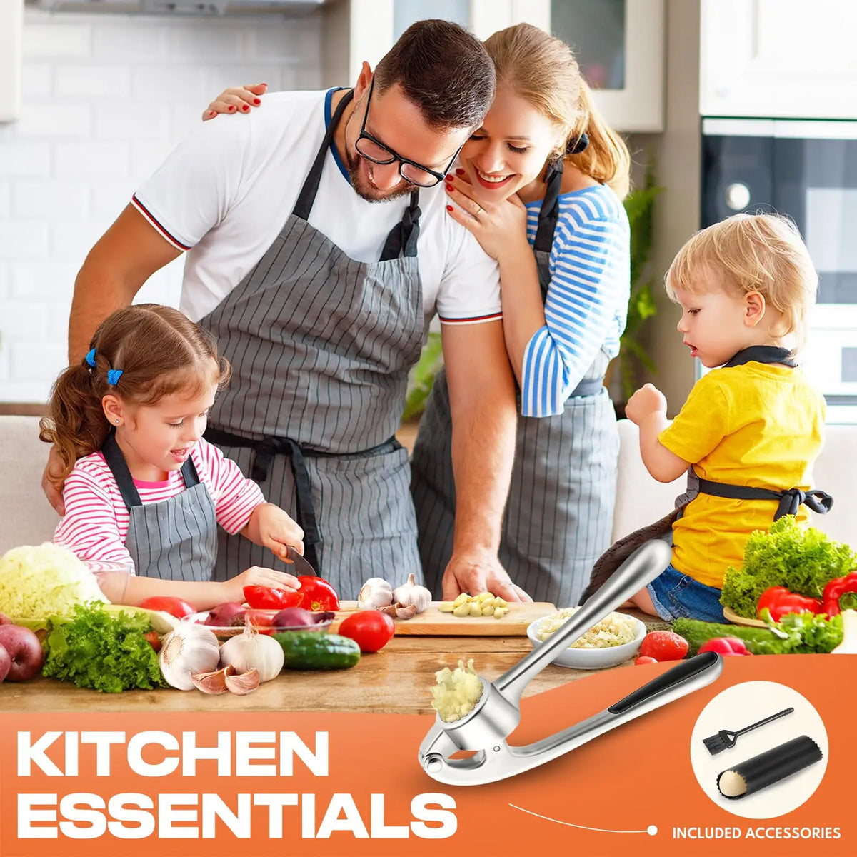 Presse-Ail Inox Manuel avec Éplucheur et Nettoyeur Inclus presseail
