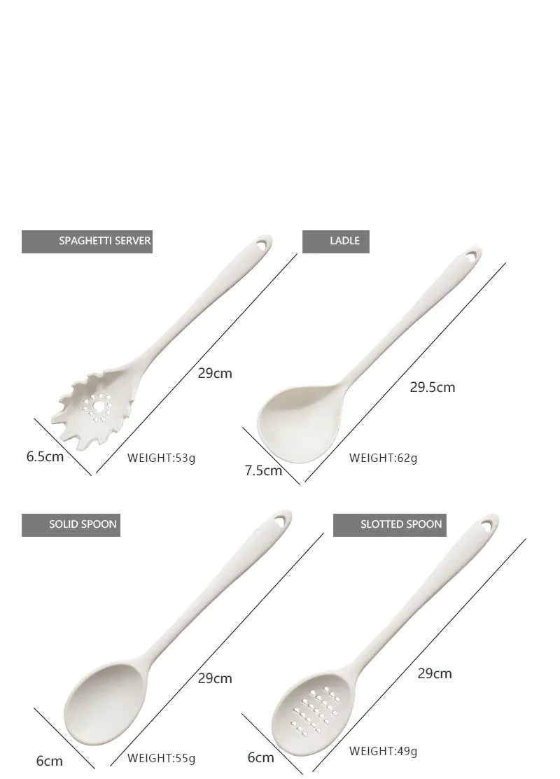 Set de 18 Ustensiles Pratiques en silicone (Rose/Blanc/Noir) spatule en silicone
