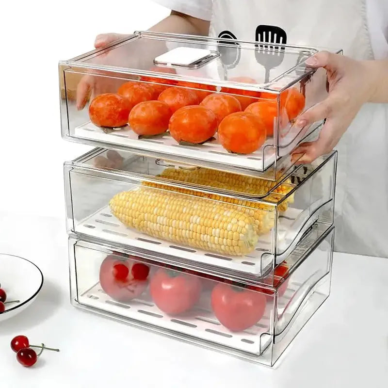 Bac de Rangement Frigo Empilable pour Légumes et Viandes 4L