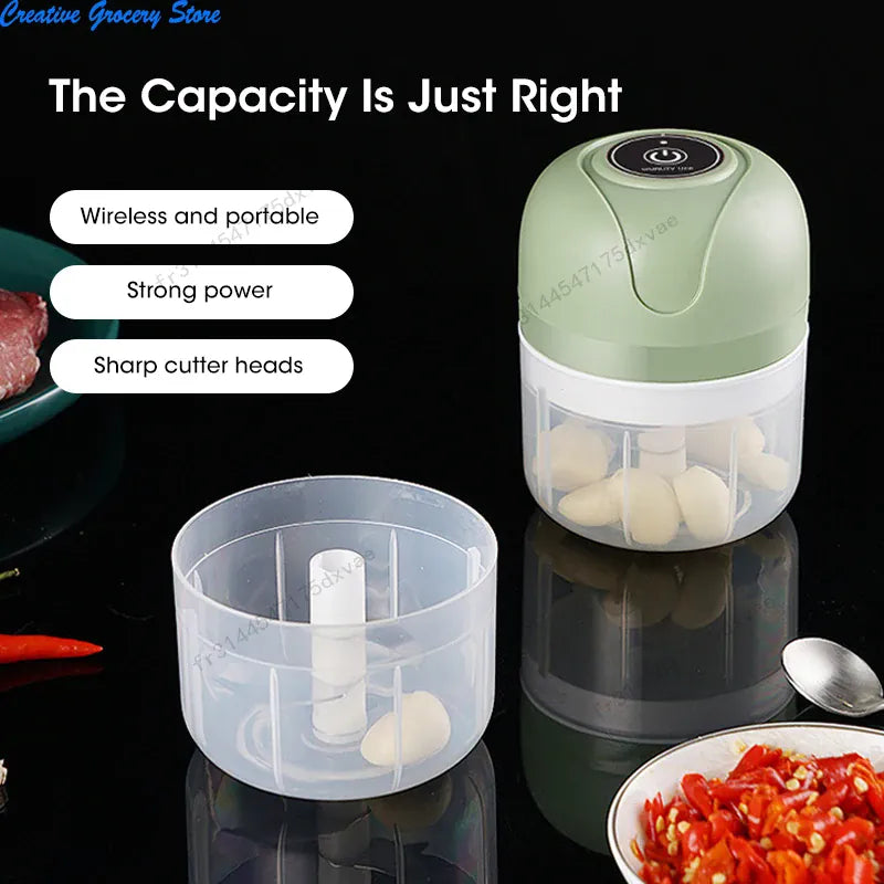 Mini Hachoir Électrique Sans Fil 250 ml — Rechargeable USB, Lame Inox 3 Feuilles mini hachoir