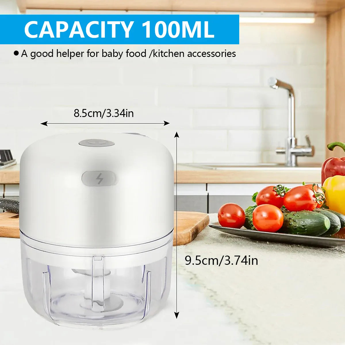 Mini Hachoir Électrique Sans Fil — Ail, Légumes, Viande — 100 ml / 250 ml mini hachoir