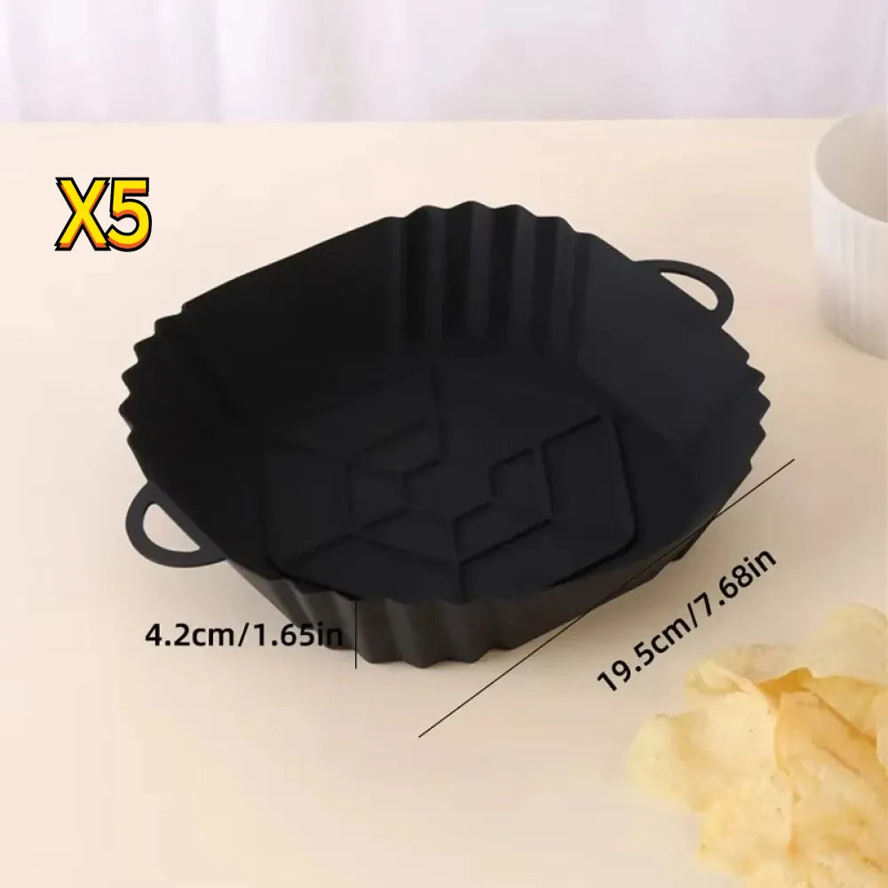 Moule Silicone Air Fryer Réutilisable Carré avec Poignées - 2 pièces Air Fryer