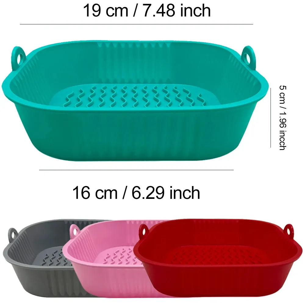 Moule Silicone Air Fryer Réutilisable Carré - Lot de 3 Pièces Air Fryer
